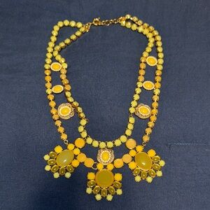 Yellow green gold vintage inspired Statement Necklace